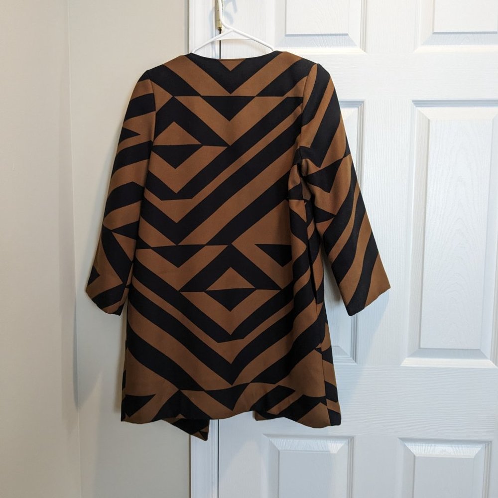 H&M Geometric Tan & Black Blazer Jacket Size 2 - Picture 3 of 4